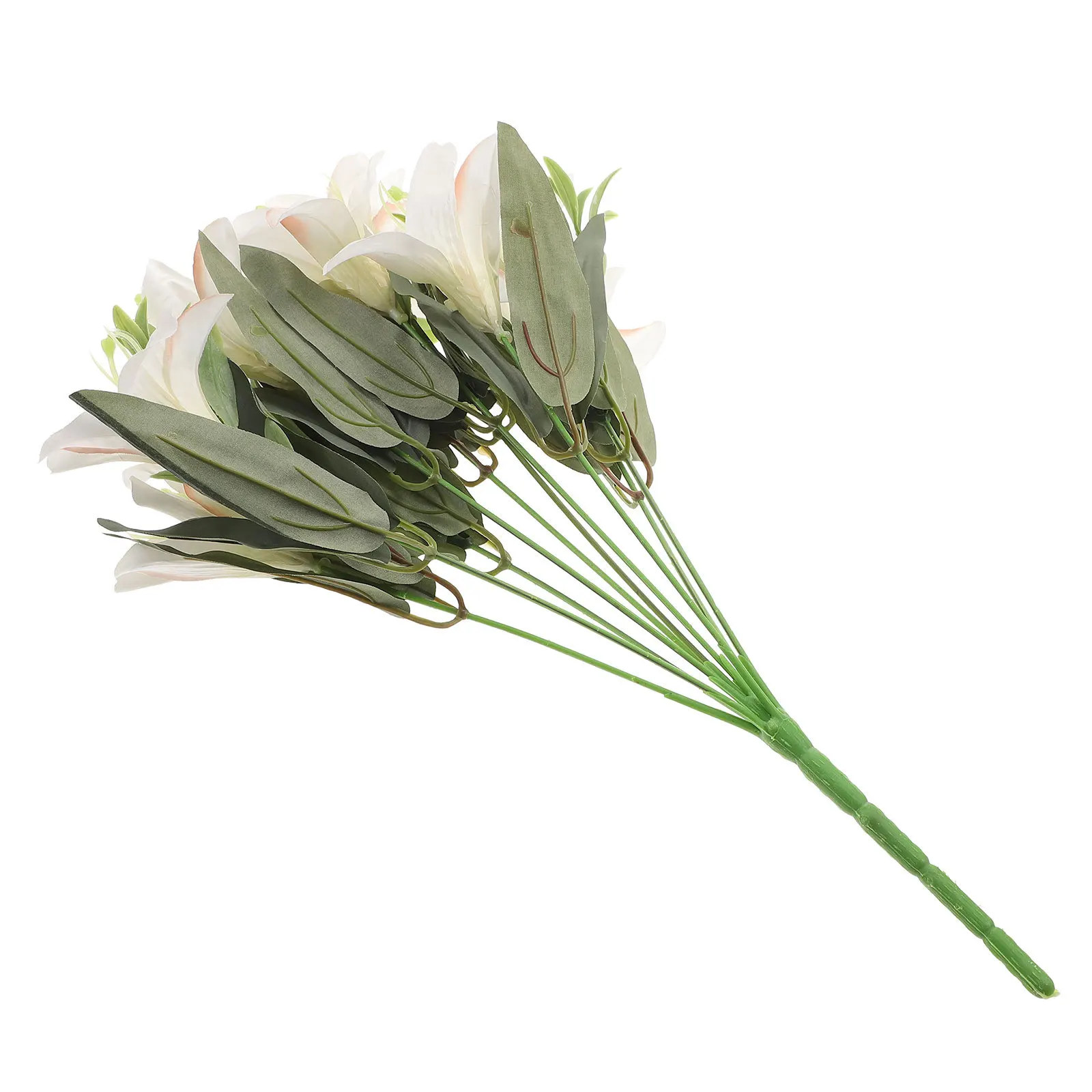 

Realistic Silk Lily Bouquet Lifelike Artificial Flower Decor Wedding Party Stage Reusable Easy Clean Store Save Money