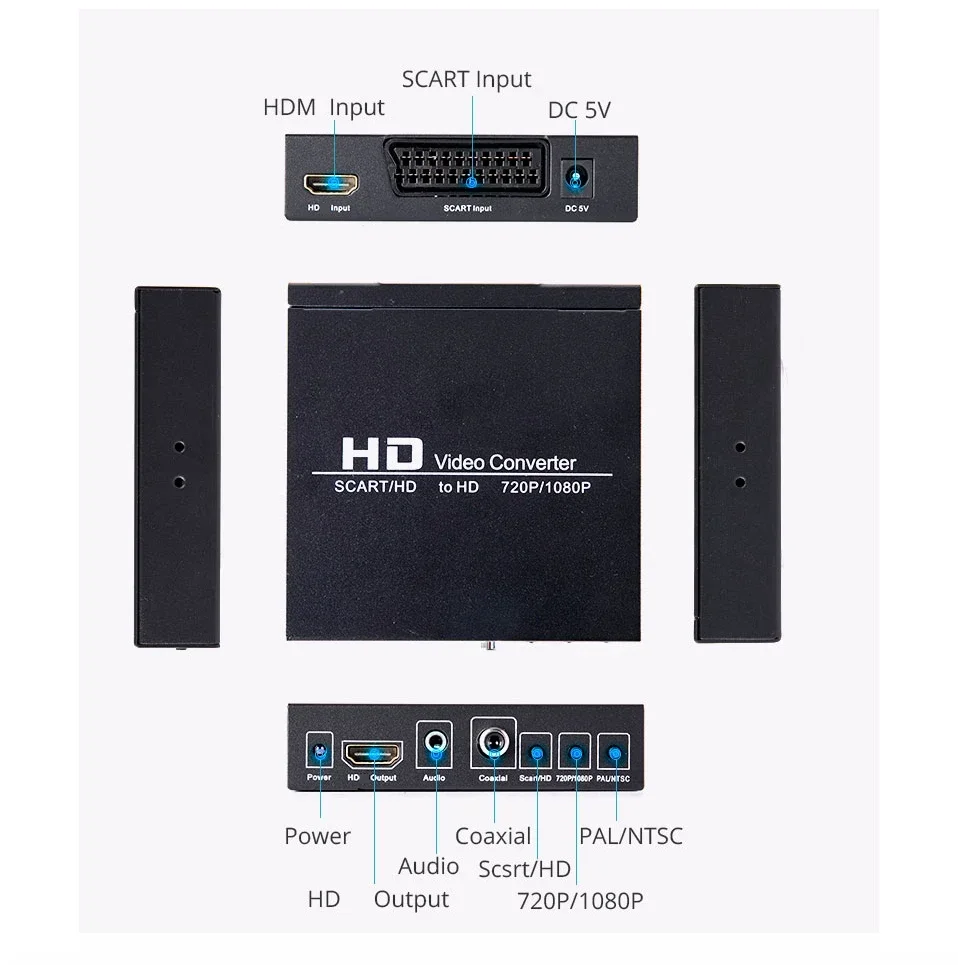 

SCART HDMI-compatible To HDMI-compatible Converter 1080P Video Adapter Screen Share for PS4 Xbox TV Box DVD PC To TV Projector