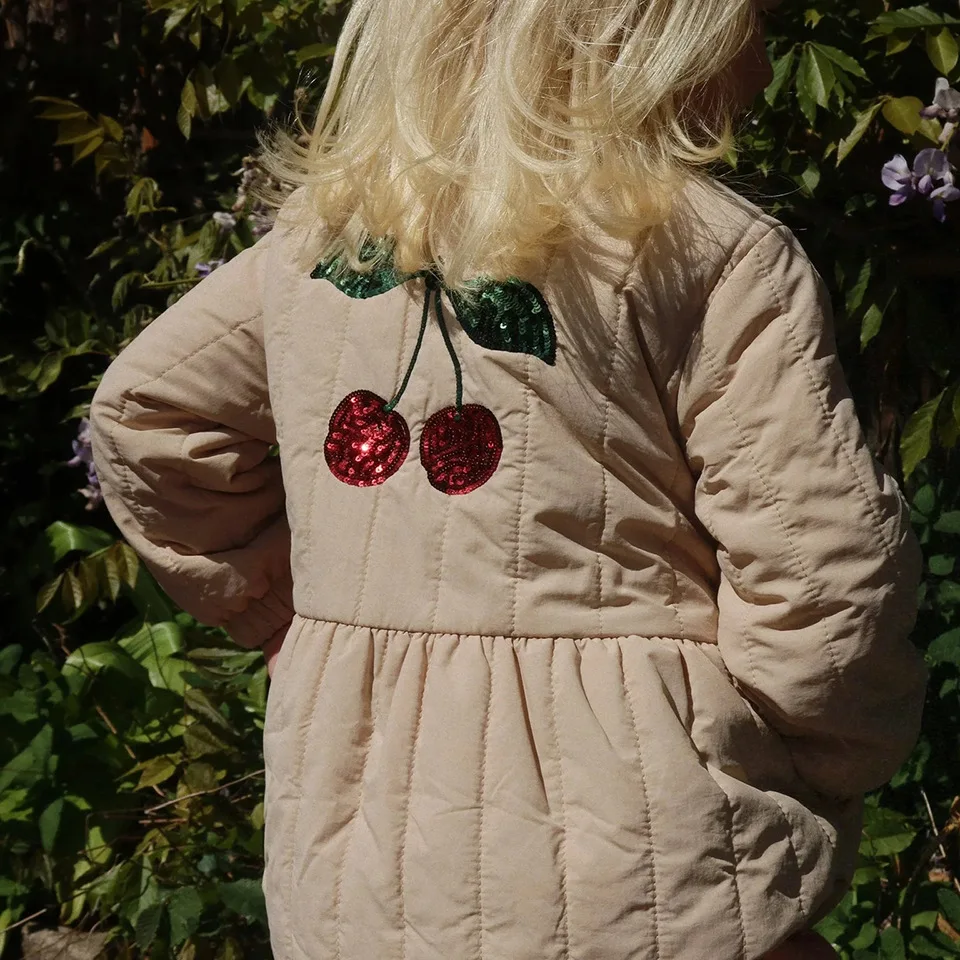 Children's Coat 2026 Fall/Winter New Sequin Cherry Fashion Girls Jacket Cotton Thickened and Fleece Warm Boys Cotton Coat Vest