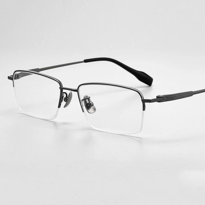 

New Unisex Women Men Business Semirim Ultralight Pure Titanium Anti Blue Light Reading Glasses Magnifier Hyperopia Spectacles