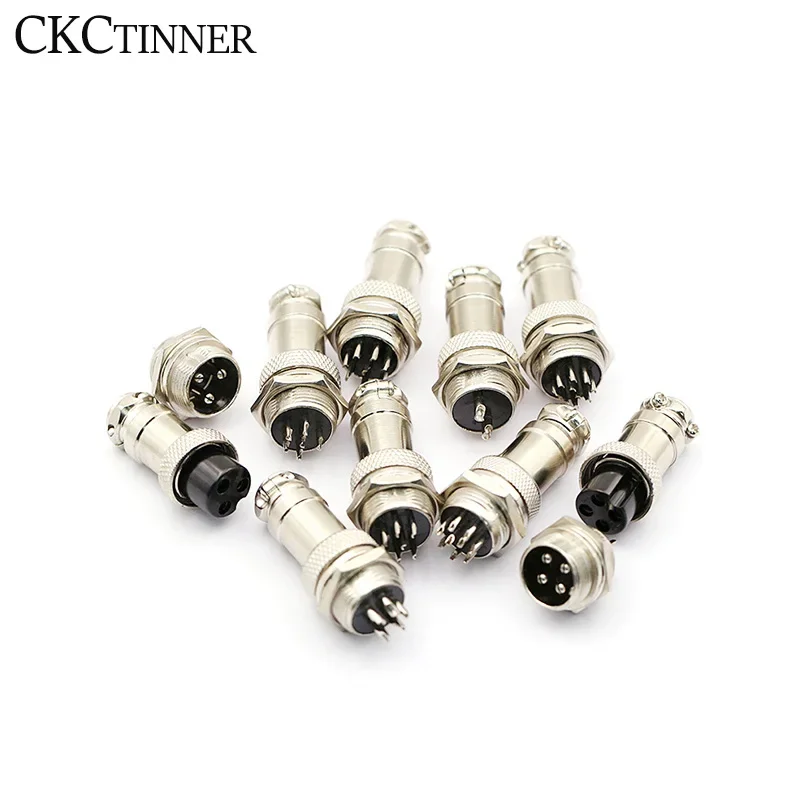 1 set GX16  2p 3p 4p 5p 6P  Pin Male + Female 16mm Circular Aviation Socket Plug Wire Panel Connector