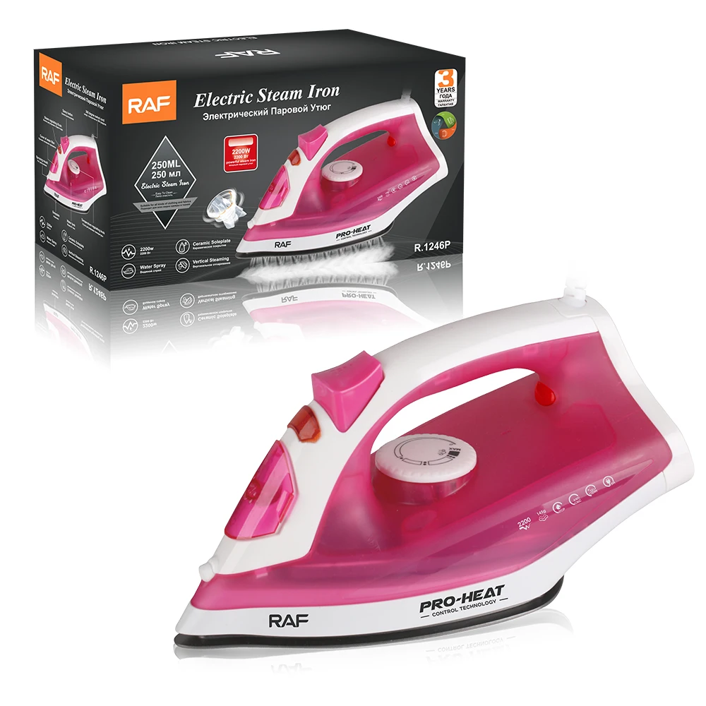 RAF Electric Steam Iron Clothes Ceramic Coated Plate 2200w Flat Iron Home Kitchen Appliances