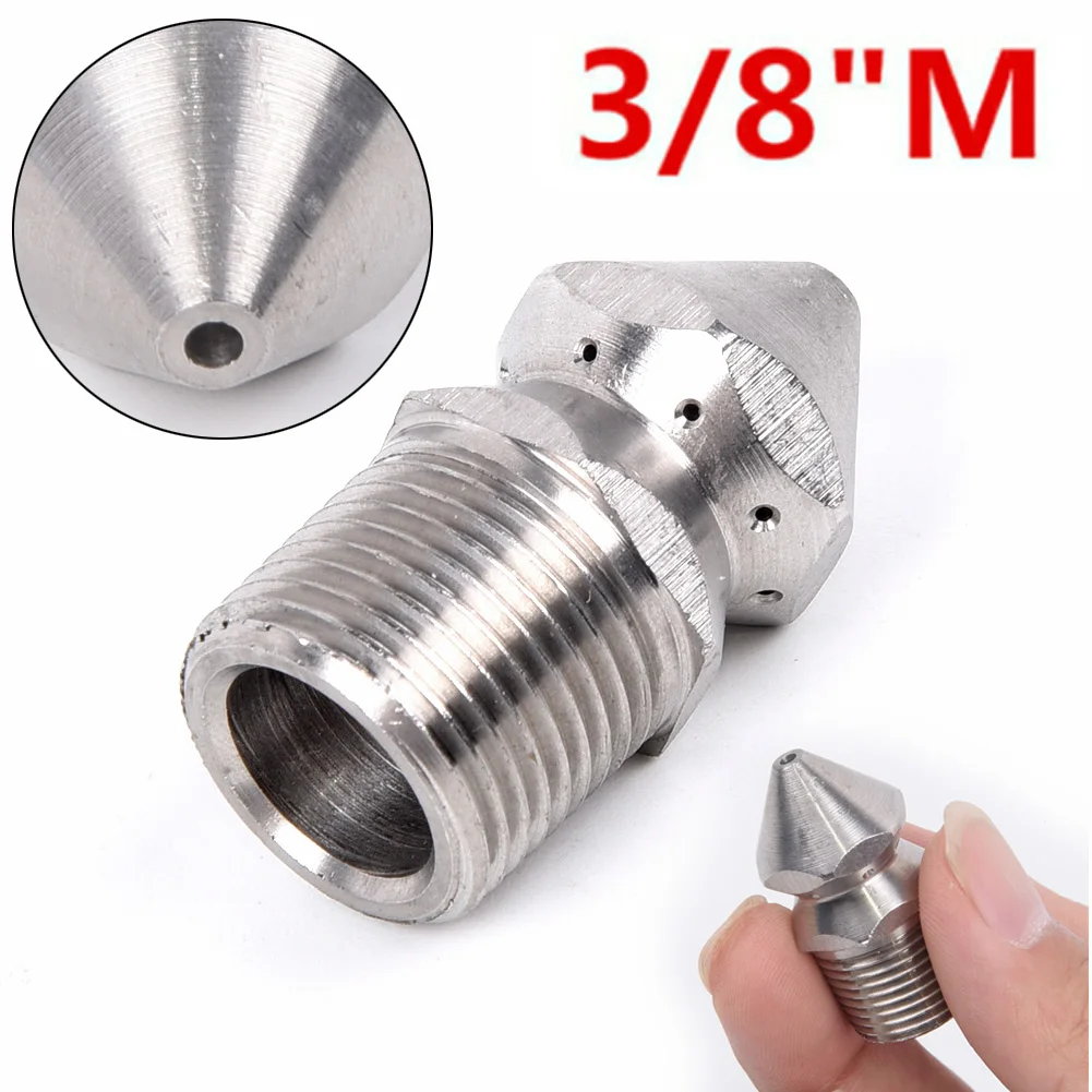 

Dredging Nozzle Sewage Pipes 8 Rear Holes 0.5mm-1.2mm Head Hose Drain 3/8BSP Male Rustproof High Pressure Washer