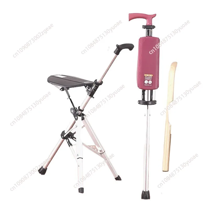 Cross-border the elderly non-slip cane chair dual-purpose cane with stool can sit folding seat portable multi-purpose cane stool