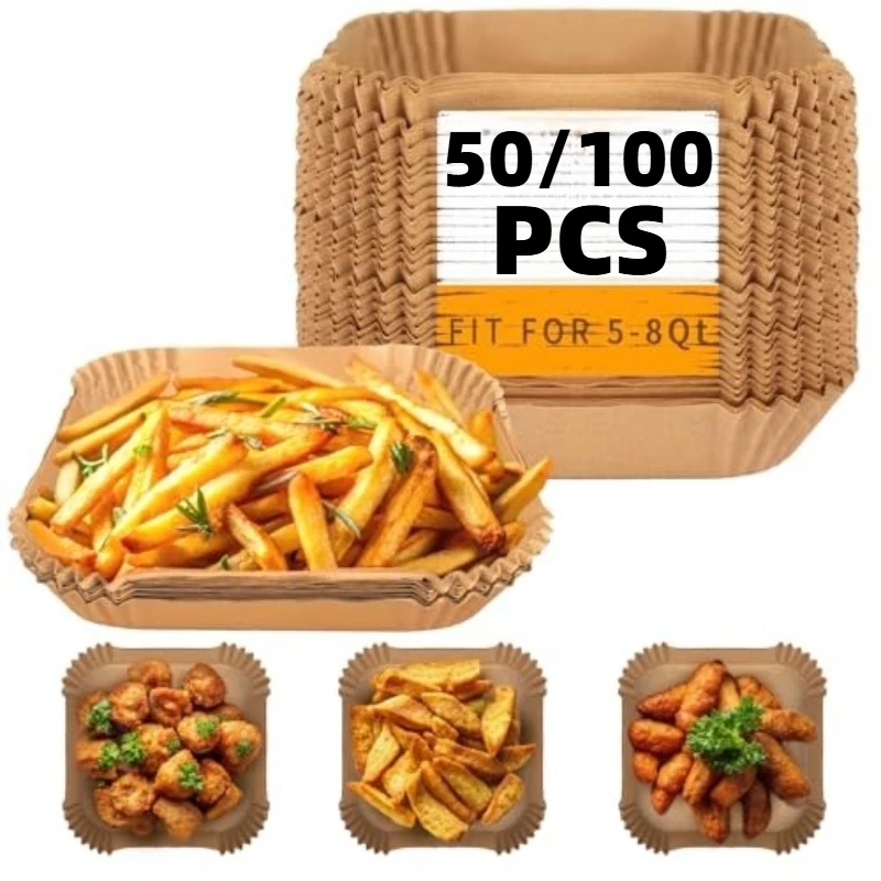 50/100pcs Special Paper for Air Fryer Silicone Oil Paper Oil Absorbing Paper Special Paper Pad for Food Household Paper Plate