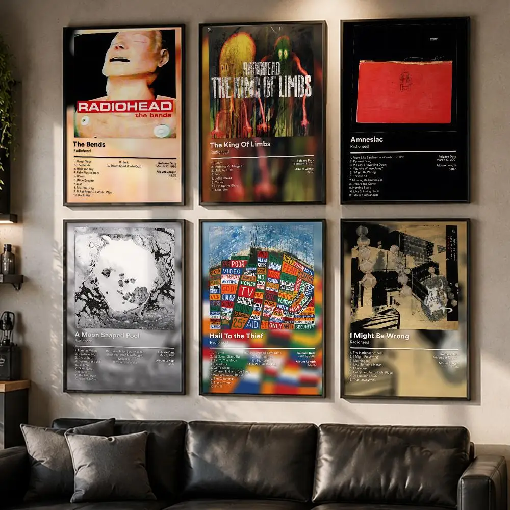 Rock Band R-Radiohead Album Cover Poster Reteo Wall Art Aesthetic Room Decor Print Living Room Bedroom Home Decoration