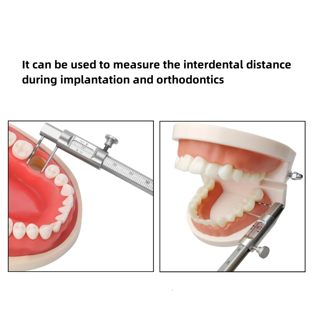 JUMTOP Dental Orthodontic Sliding Caliper 0-80mm Double Scale Implant Measuring Gauge Ruler