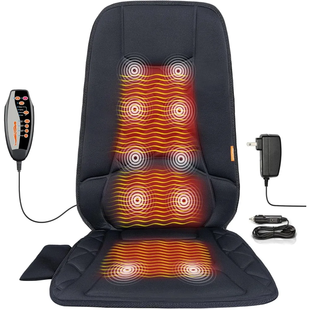 

10 Vibration Motor Massage Seat Cushion with Heat, Back Massager for Chair, Heated Seat Cover for Massage Chair Pad