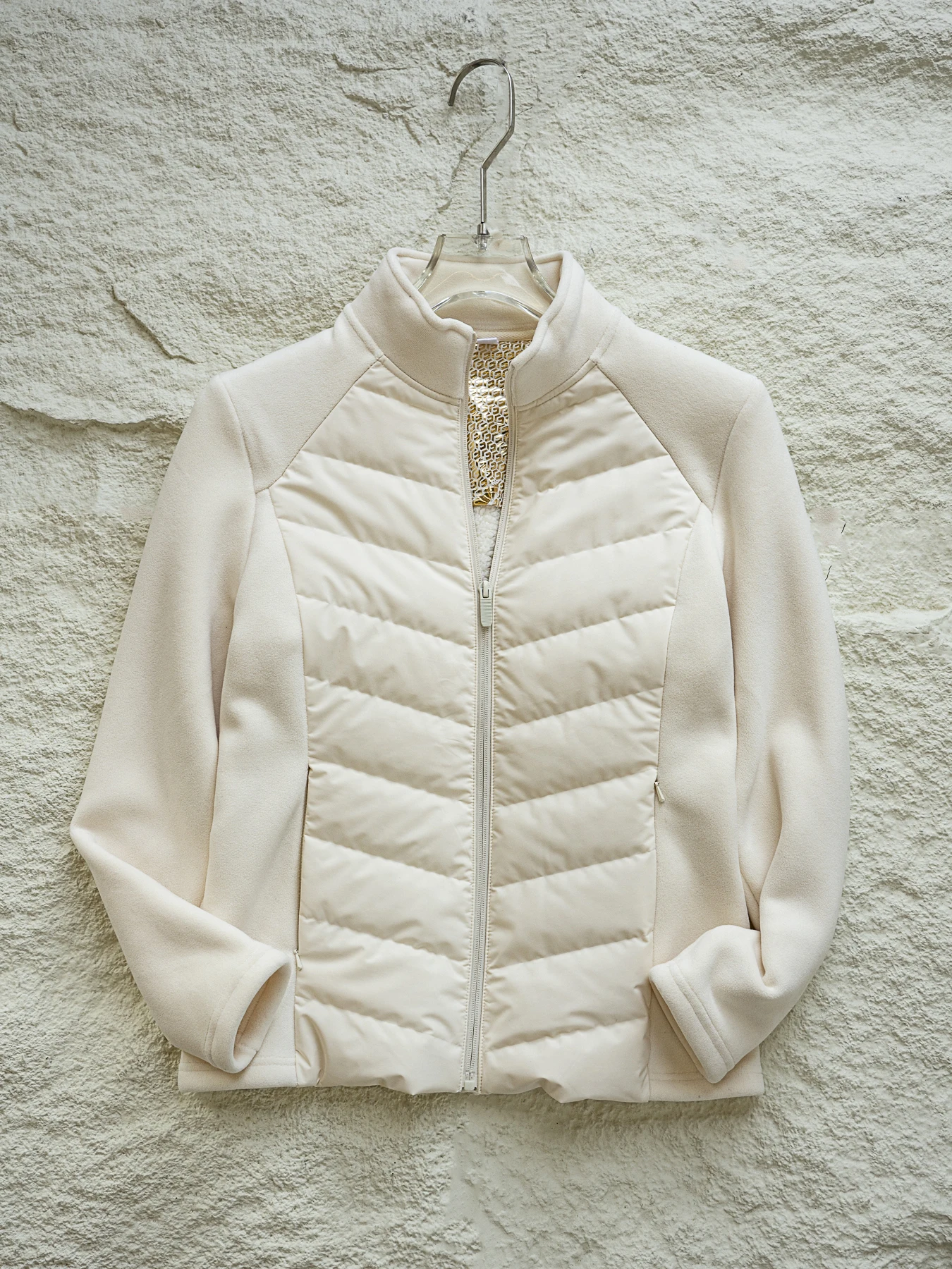 スリムフィット保温レディースダウンジャケットスタンドアップカラー無地スプライス長袖軽量通勤厚手コート