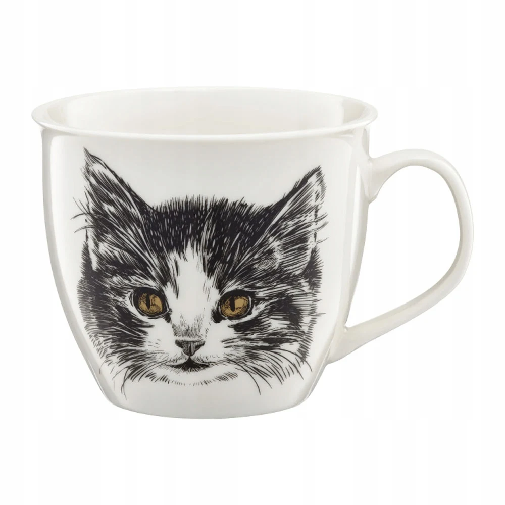 Tasse en porcelaine Ambition avec chat blanc 550 ml