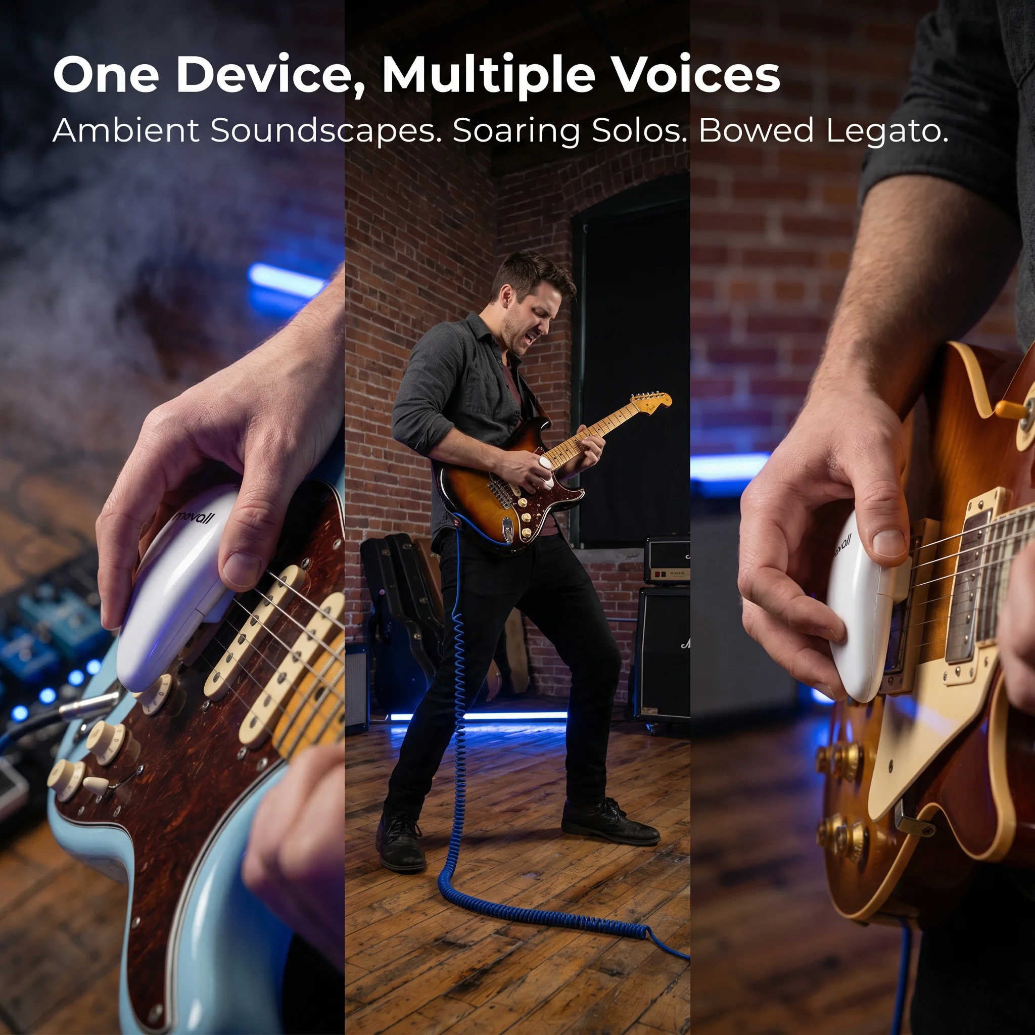 Movall Handheld Guitar Infinite Sustainer Pedal, Electronic Bow Simulator, Portable E-bow Style Sustain Delay Effect