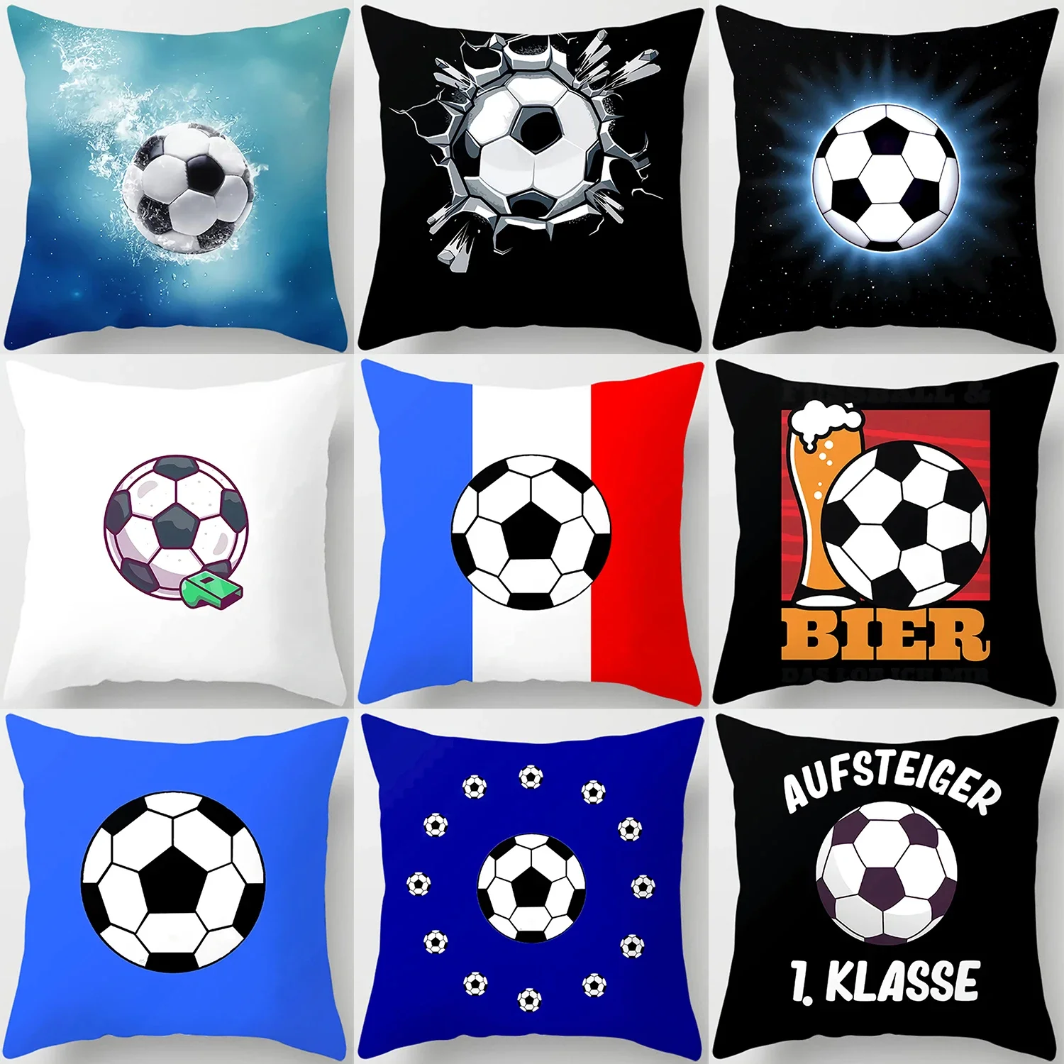 ZheYu  Football,go!go!go! Printed square pillowcase, used for home decoration, car sofa cushion cover (45cm*45cm)