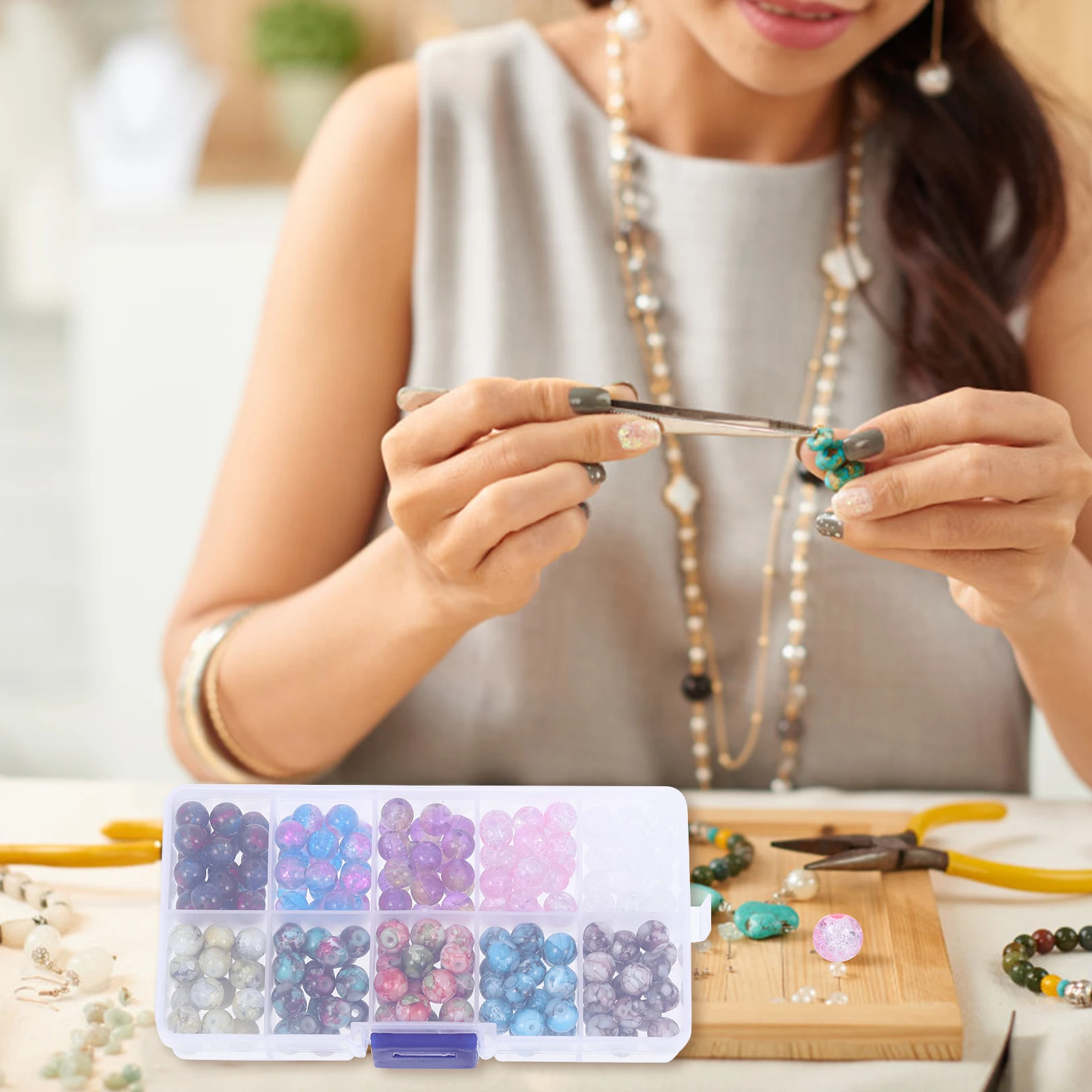 

200pcs Stone Beads Loose DIY Natural Stone Loose Beads Jewelry Making Necklace Bracelet Ring Earrings Accessories