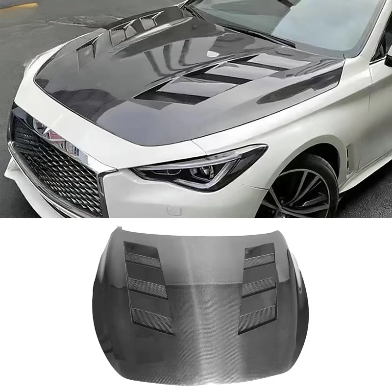 Carbon Fiber Hood Bonnet MBJ Style Body Kit for Infiniti Q60 2016+ Auto Exterior Modification Parts