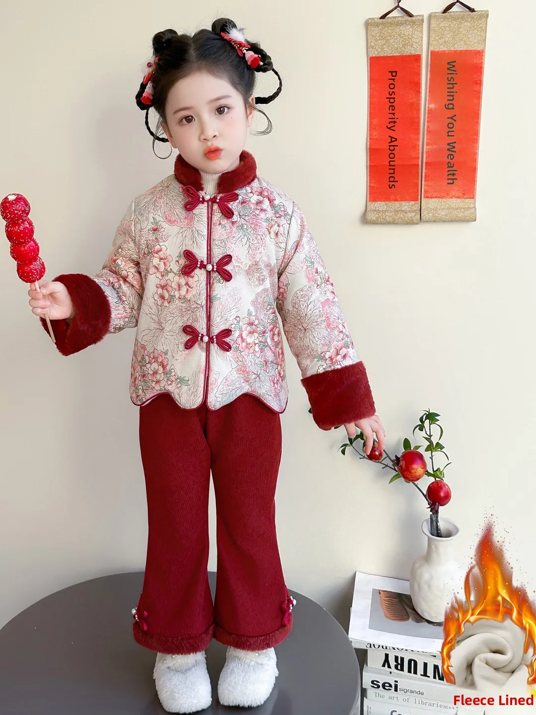 

Тайная новогодняя одежда Ханфу, детский традиционный китайский костюм, праздничная зимняя одежда для девочек, костюм Тан для маленьких девочек