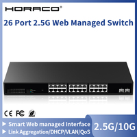 HORACO 24 Port 2.5GbE Managed Switch with 2 Port 10G SFP+ Smart Web Managed Home Lab Hub Internet Splitter LACP/QOS/VLAN/DHCP