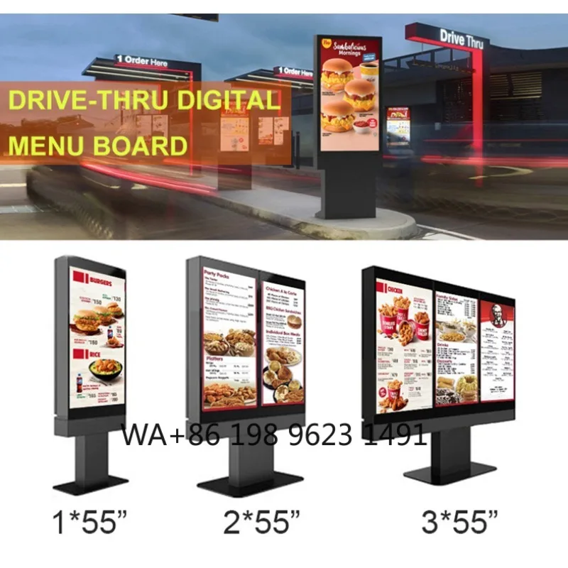 

IP66 Waterproof Outdoor LCD Digital Signage 32-65 Inch 10-Point Capacitive Touch 2500cd/m High Resolution Commercial Menu Board