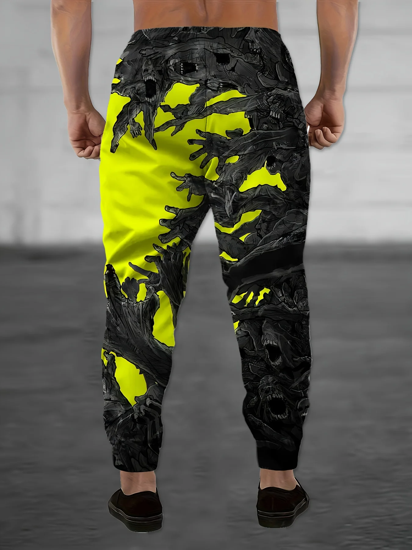 Neuheiten: Western-Skelett-Cowboy-Print Unisex-Jogginghose mit geradem Bein, Gothic-Streetwear-Sweatpants für entspannte Abendveranstaltungen. – Detail 16