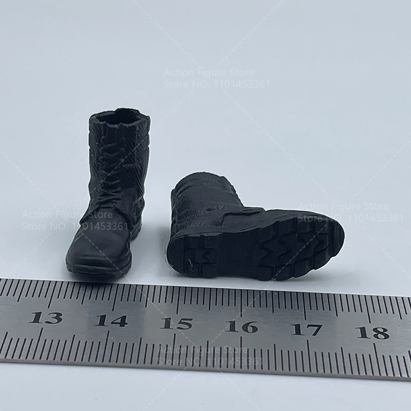 In Stock YYH-001 1/12 Scale Male Soldier Black High Combat Boots Solid Inside Shoes Model for 6 Inches Action Figure Body