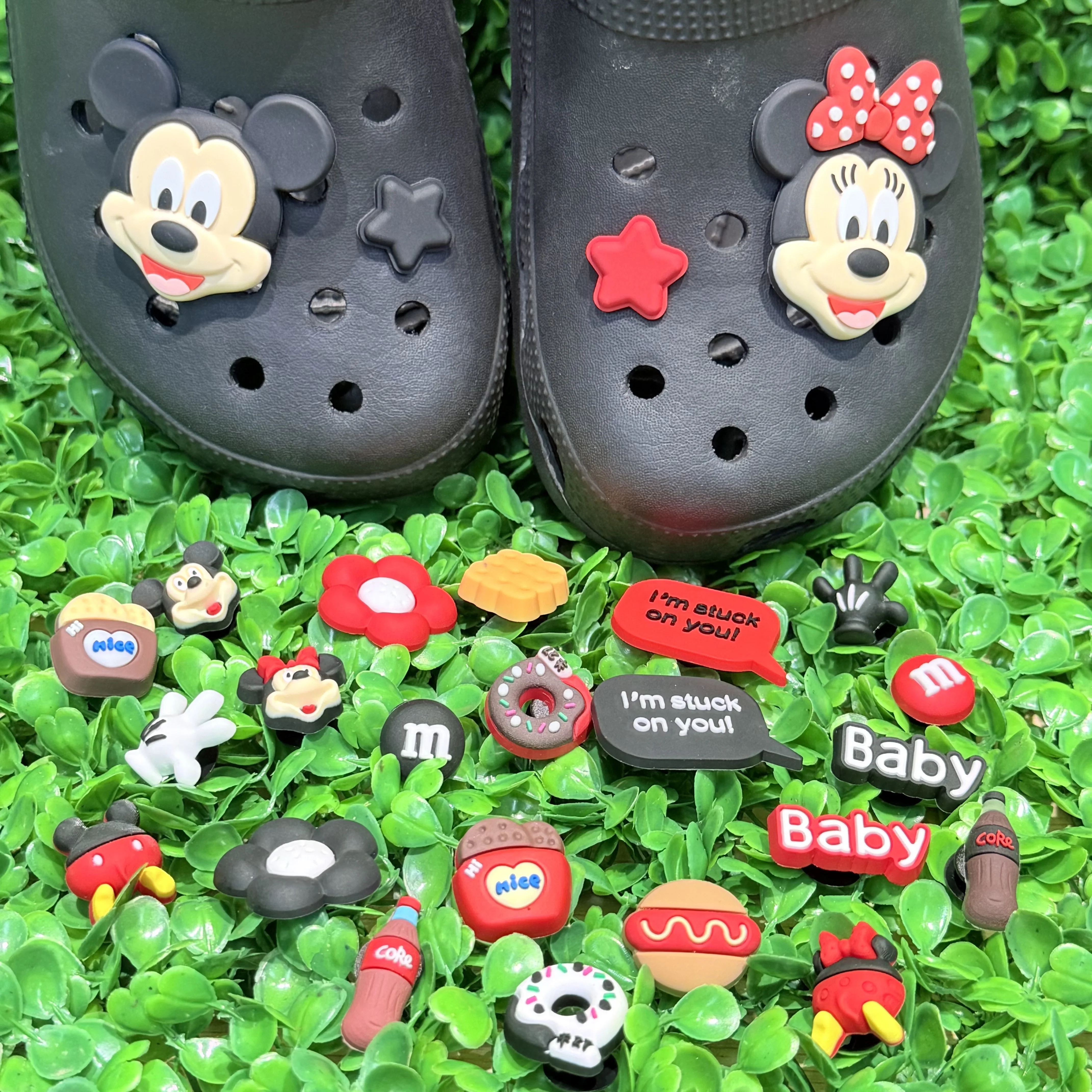 13/26pcs Masuca 3D Cartoon Baby Flower Star Doughnut PVC Shoe Charms Buckle Clog Sandals DIY Shoe Bag Shoes Decoration Kid Gift