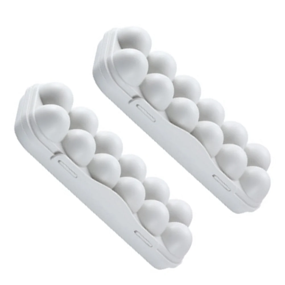 

2 Pcs Egg Storage Holder Freshkeeping Box Fridge Organizer Trays Refrigerator Grey Travel Carrier Stackable Plastic Home Farm
