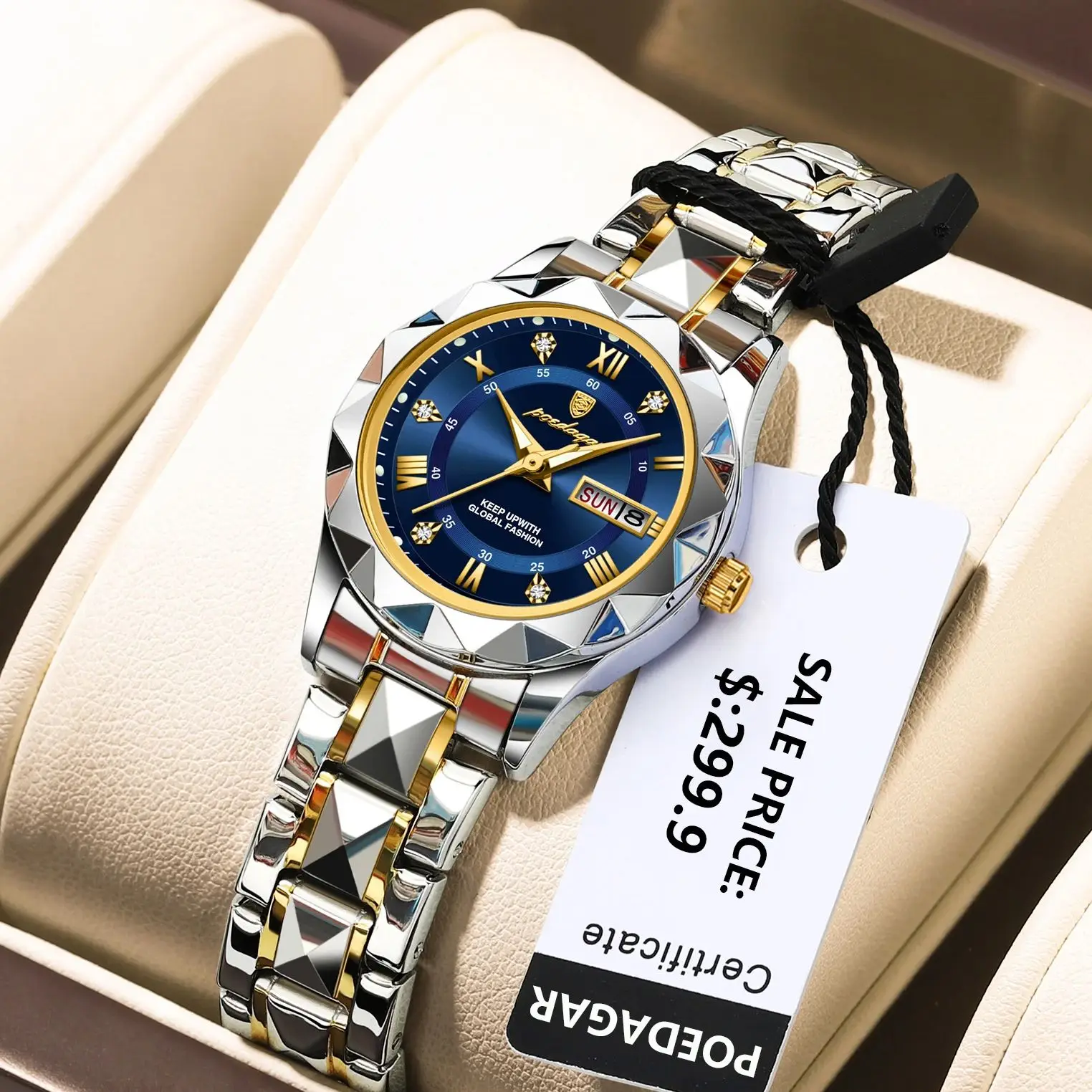 POEDAGAR Luxury Women's Quartz Watches Luminous Waterproof Stainless Steel Woman Watch Week Date Casual Trendy Ladies Wristwatch