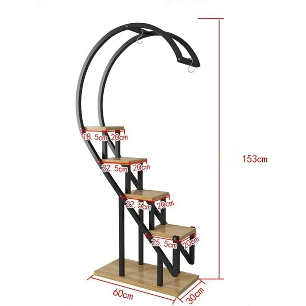 Heart-Shaped Multi-Layer Plant Stand - Outdoor Flower Rack & Pot Display Shelf (60x30x153cm)