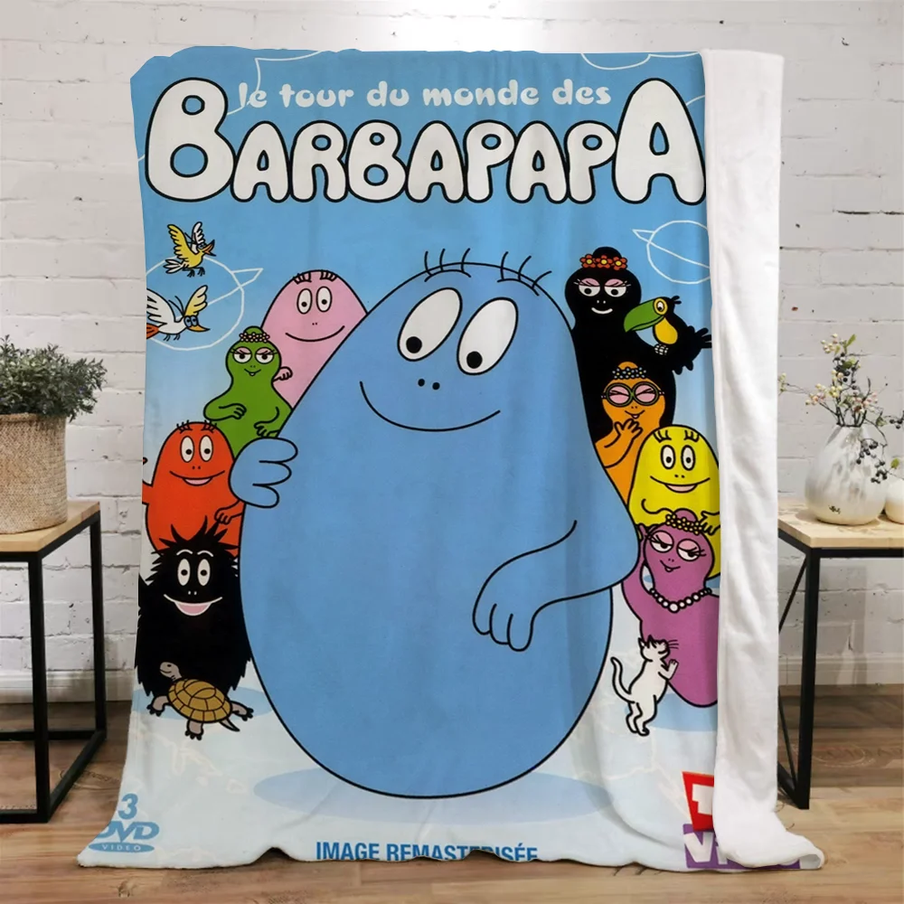 Les-Barbapapa Throw Blanket King Size Fluffy Plaid Throws Blankets for Sofa Luxury Bedding Beach Towel Home and Decoration Knee