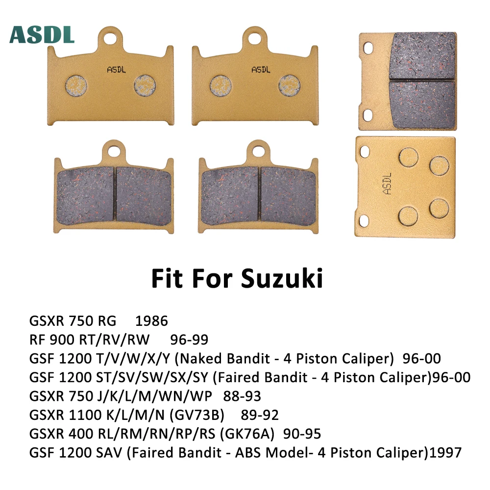 Motorcycle Front and Rear Brake Pads Ceramic for Suzuki GSXR750 RF900 GSF1200 GSXR 750 GSXR 1100 GSXR 400 90-95 GSF 1200 1997