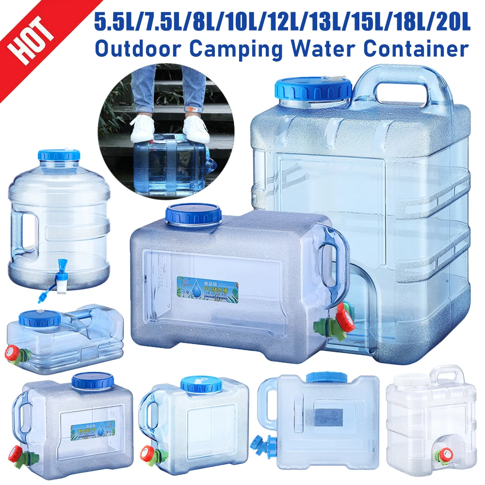 Contenedor de tanque portátil de 5L-20L, contenedor de agua de gran capacidad a prueba de fugas, contenedor de agua cuadrado para bebidas con grifo para exteriores