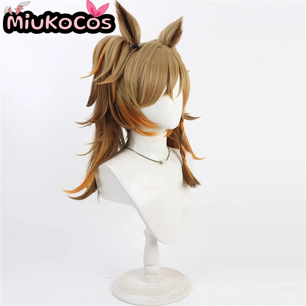 متوفر في المخزون براستو إنبيستيس انفجار قطعة واحدة شعر مستعار تأثيري مع آذان وذيل MiukoCosplay لعبة Umamusume: شعر مستعار تأثيري ديربي جميل #3