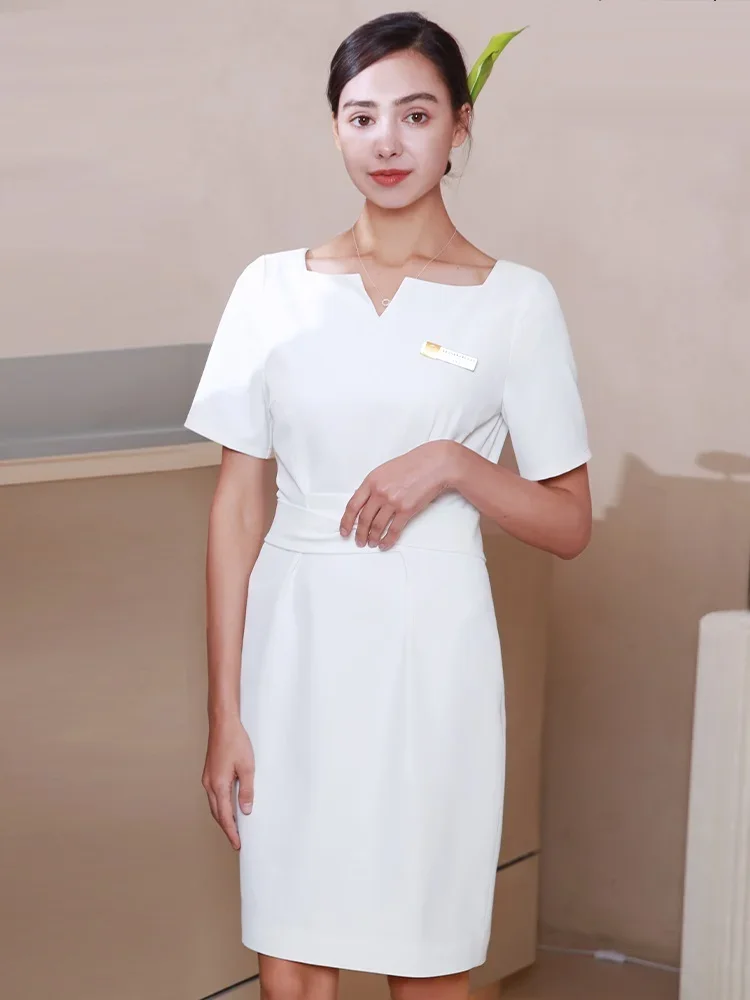 2023 verão novo de alta qualidade vestido salão beleza esteticista roupas trabalho pé banho salão saúde técnico spa vestido