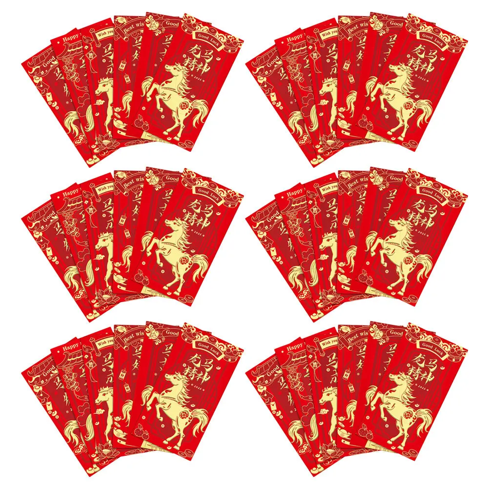 

48Pcs Year of The Horse Red Envelopes Chinese New Year Hongbao Traditional Lunar Festival Lucky Money Packets for Spring