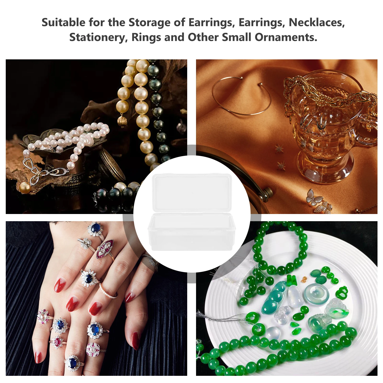 2 قطعة صندوق تخزين منظم بلاستيكي شفاف متوسط الطول للمكتب والفصول الدراسية والقرطاسية وقلم رصاص ومشابك شعر شفافة