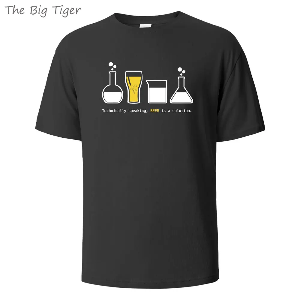 Technically Beer Printing Lightweight Cotton Tee Simple Crew Neck Design Breathable Fabric Unisex Short Sleeve Shirt Men T-Shirt