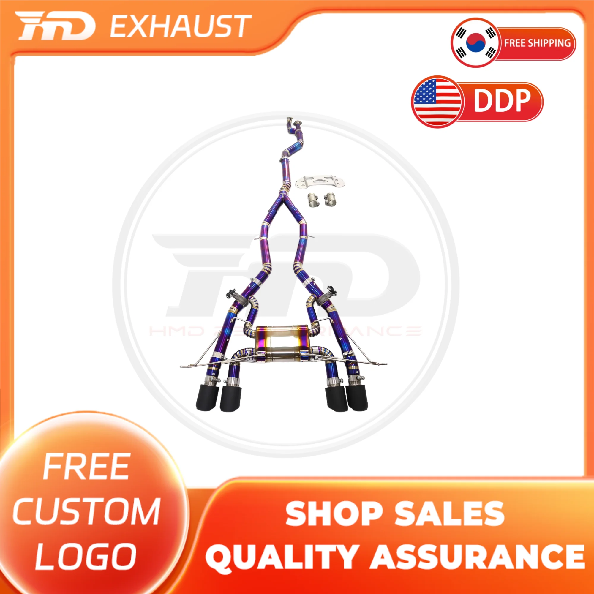 

HMD Hot sale Titanium alloy Exhaust System Catback exhaust for BMW M3 M4 G80 G82 3.0T Muffler With Valves And Ti Tips