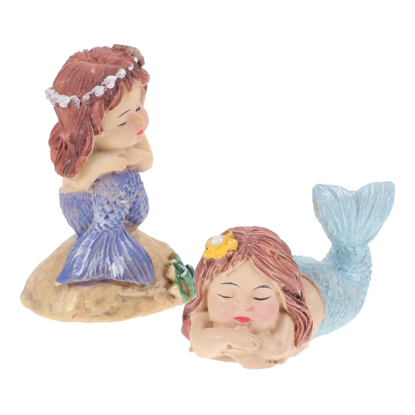 

2Pcs Handcrafted Mermaid Statue Resin Aquarium Decoration Fish Tank Landscaping Ornament for Desktop Tabletop Ocean Theme Decor