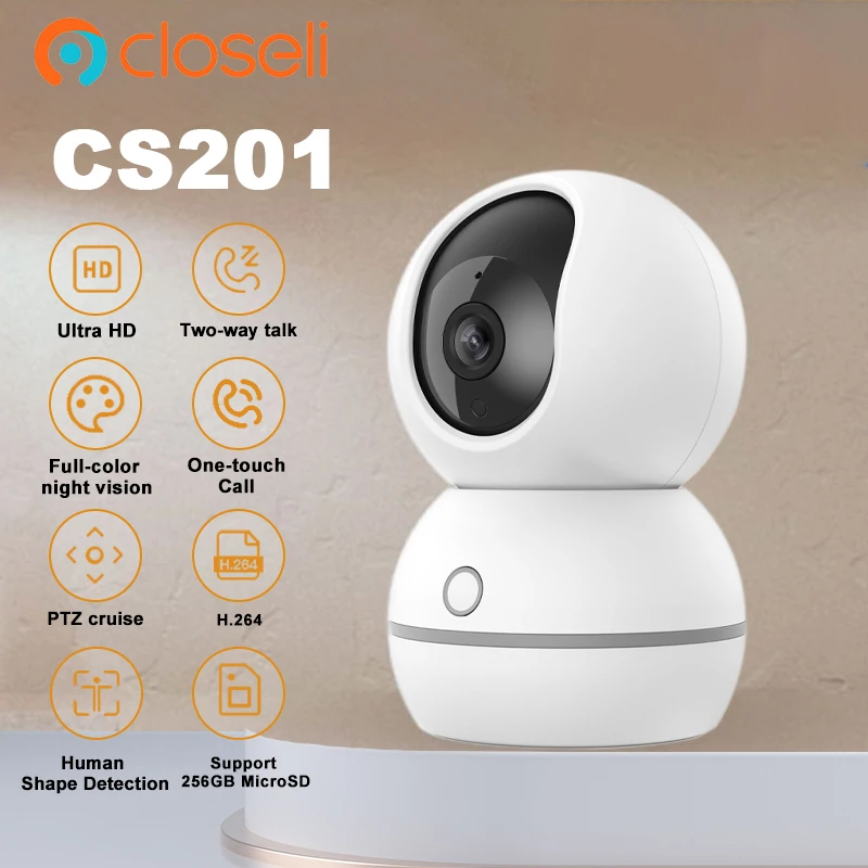 

Closeli CS201 3.6MM 5MP Camera Support 256GB MicroSD PTZ Cruise Humanoid Detection Two-Way Talk One-Touch Call