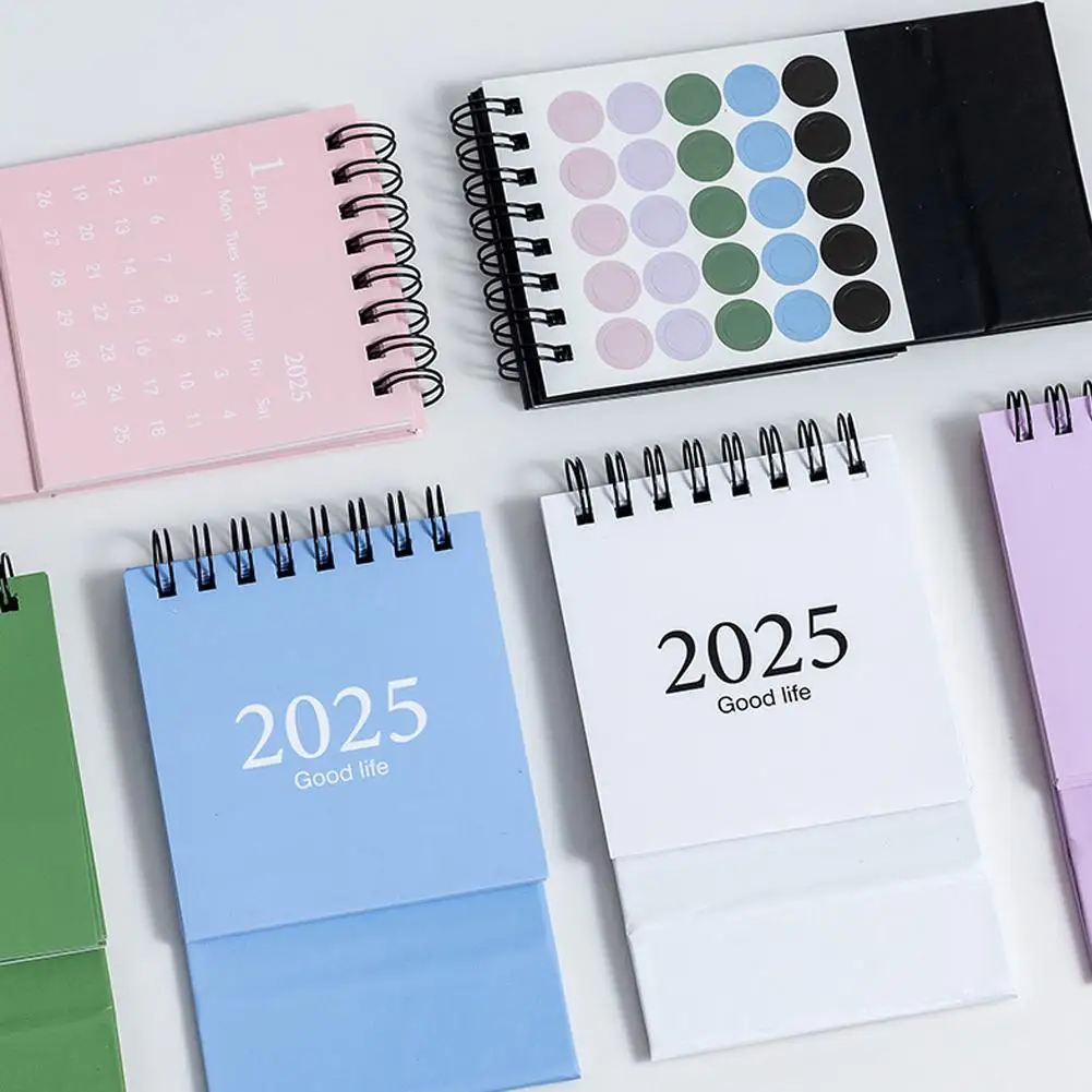 2025 NEW English Mini Desk Calendar Office Stationery Supplies Desktop Calendar With Stickers Daily Memo Calendar Planner