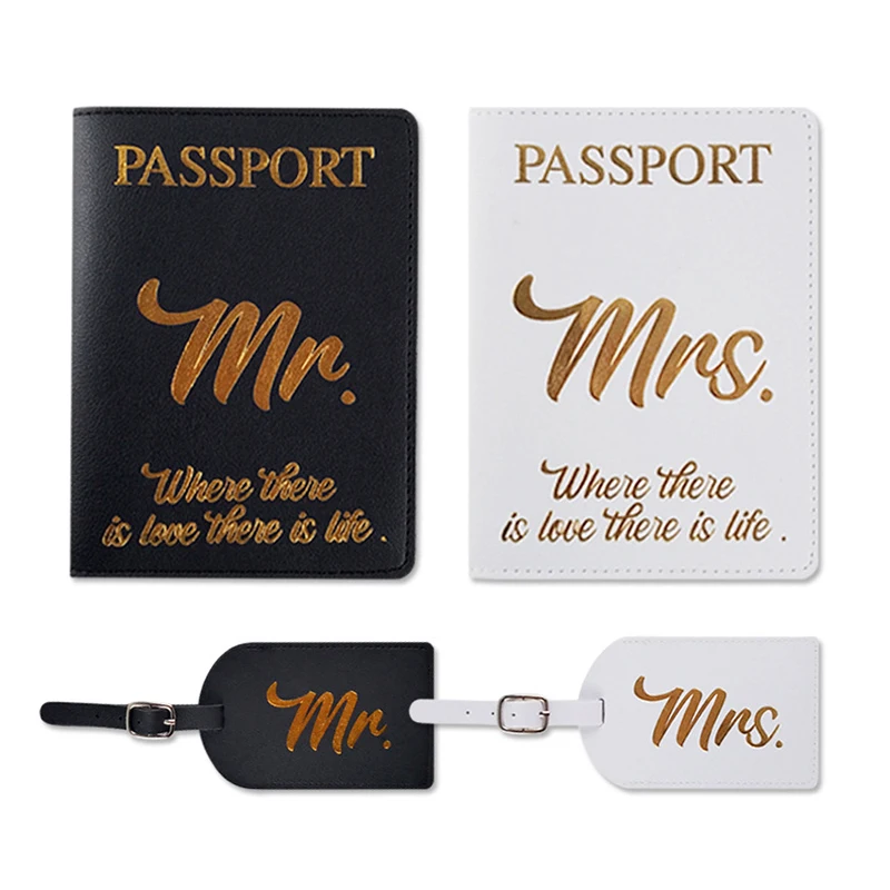 Tag de bagagem para presente de casamento, Tag de bagagem, Passaporte Bag, New Cross-Border, PU Leather, Gold and Hot, Mr. Miss Certificate, Spot