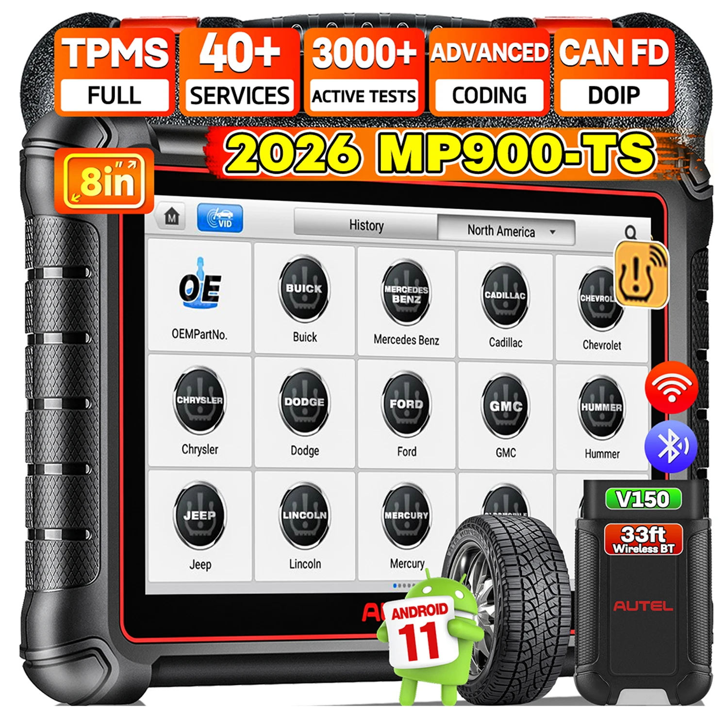 Autel MaxiPRO MP900-TS Auto TPMS Diagnosetools Auto OBD2 Scanner Programmierung ECU Codierung Aktiver Test CAN FD/DoIP PK MP808BT