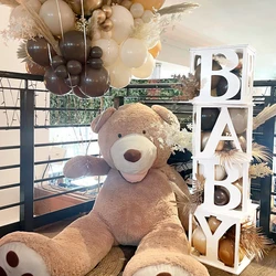 Hollow Baby Boxes With Letters 4Pcs Clear Balloons White Baby Blocks for Baby Shower Gender Reveal Birthday Party Decor Supplies