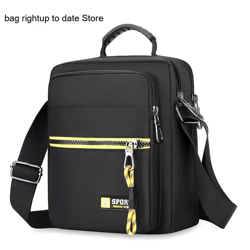 Men's Casual Commuter Shoulder Crossbody Bag with Multiple Zippers and Solid Color Layers Perfect for Spring and Autumn