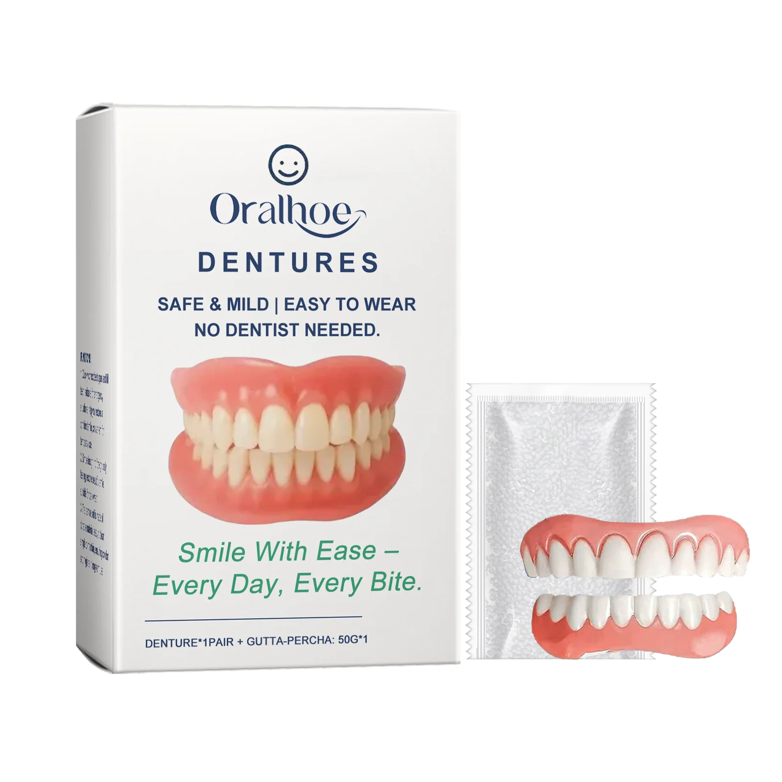 Oralhoe Denture Silicone Kit Orthodontic Fake Tooth Braces Whiten Teeth Comfortable Fit Mouth Cavity Soft Denture Set Easy Use