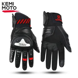 Kemimoto retro couro moto luvas dos homens da motocicleta tela de toque protetora motocross moto luvas respirável verão