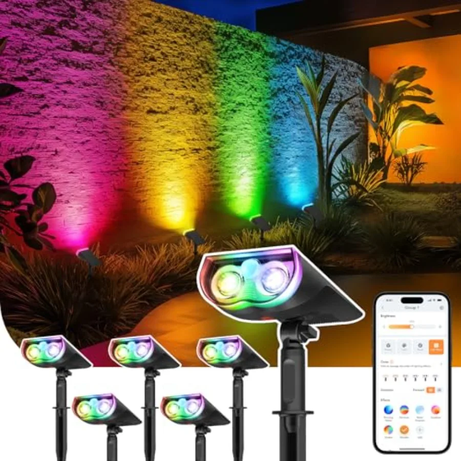

Smart Solar Lights Outdoor SL5 with Motion Sensor APP Control Color Changing Solar Spot Lights for Yard Garden Path IP65 Landsc