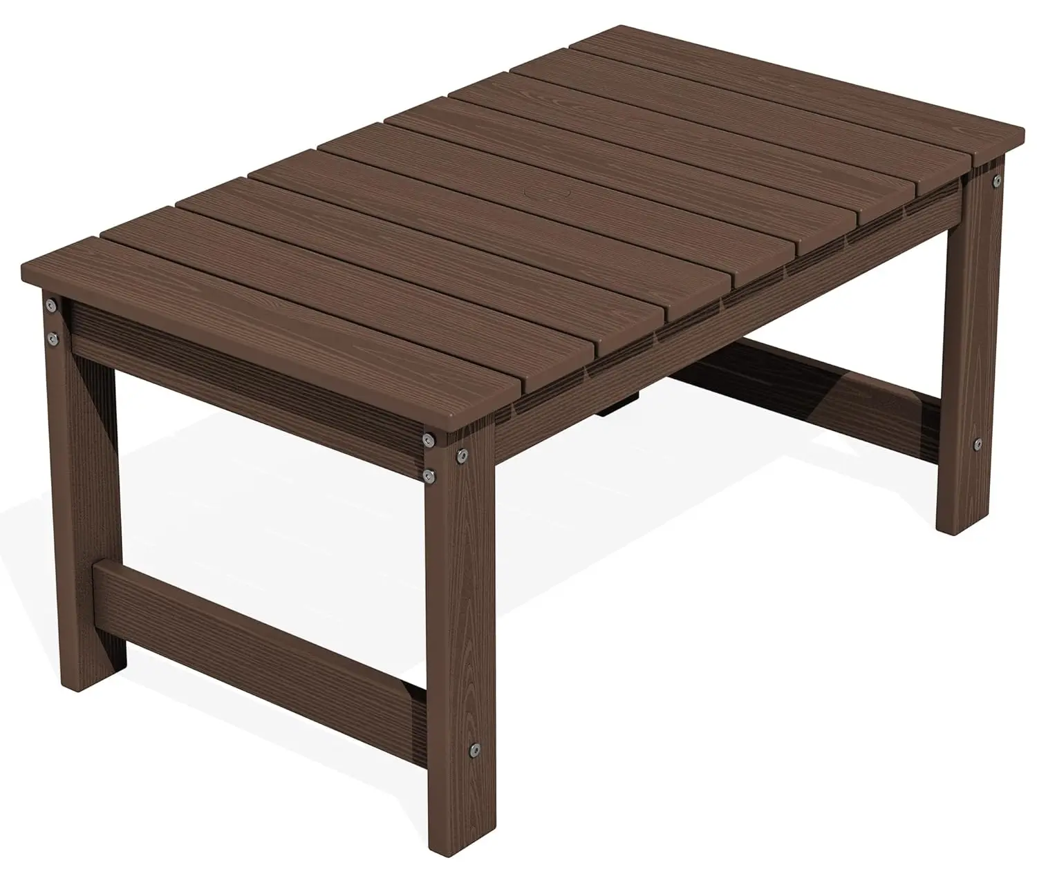 #HDPE Patio Coffee Table Rectangle Umbrella Hole Weather Resistant Outdoor Garden 1.69in, Customized