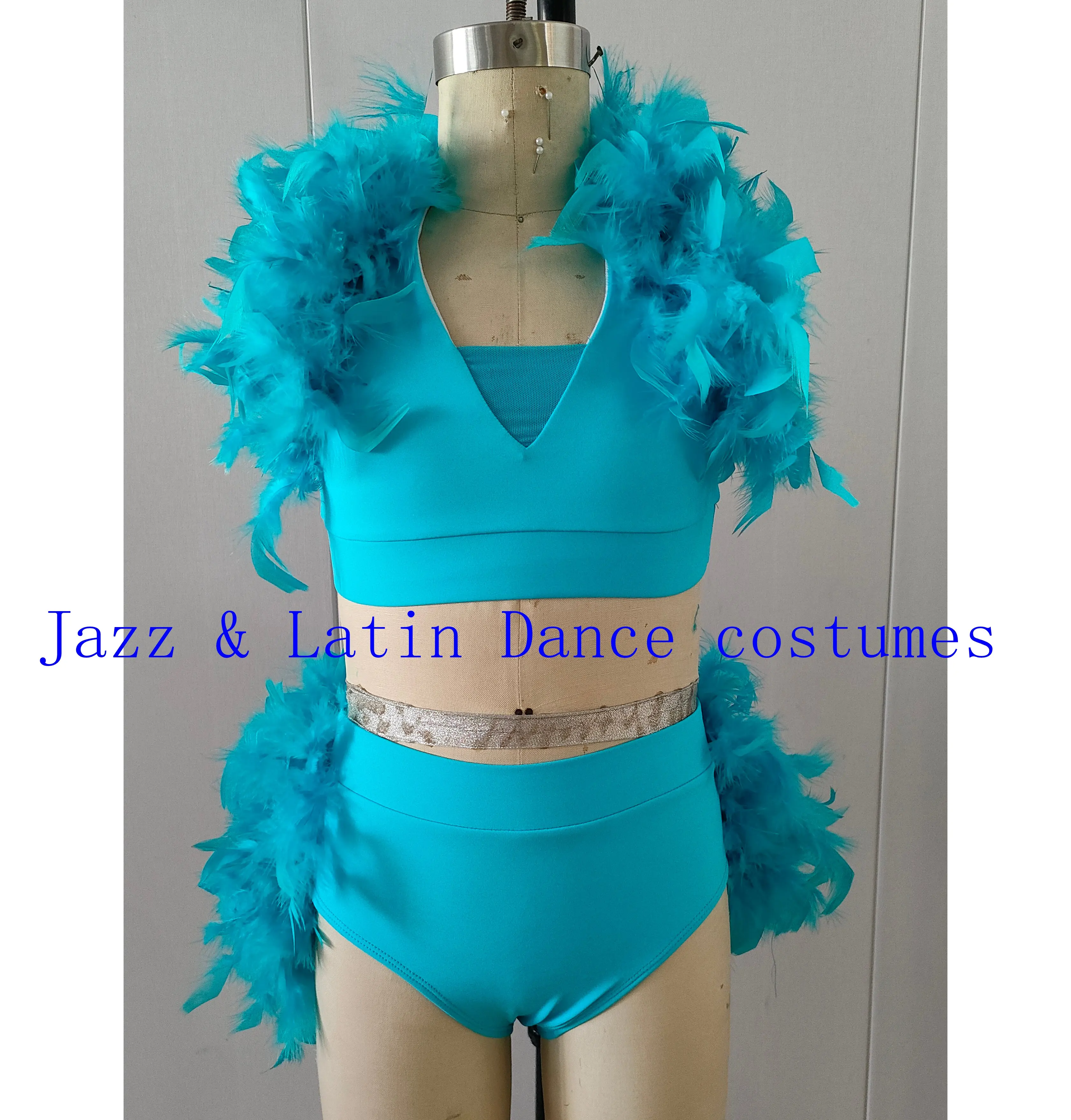 Color profesional Jazz traje de baile latino actuación falda estilo pluma