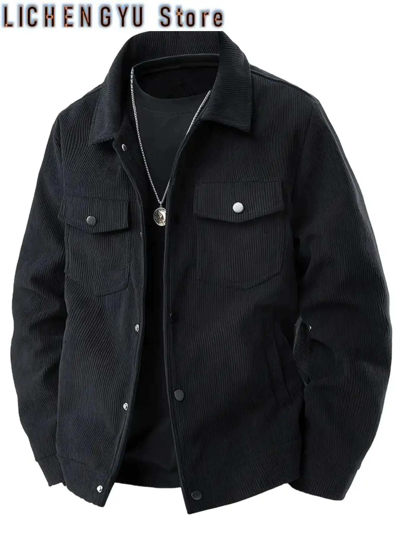 

new autumn corduroy jacket for men, a loose-fitting Japanese style lapel jacket