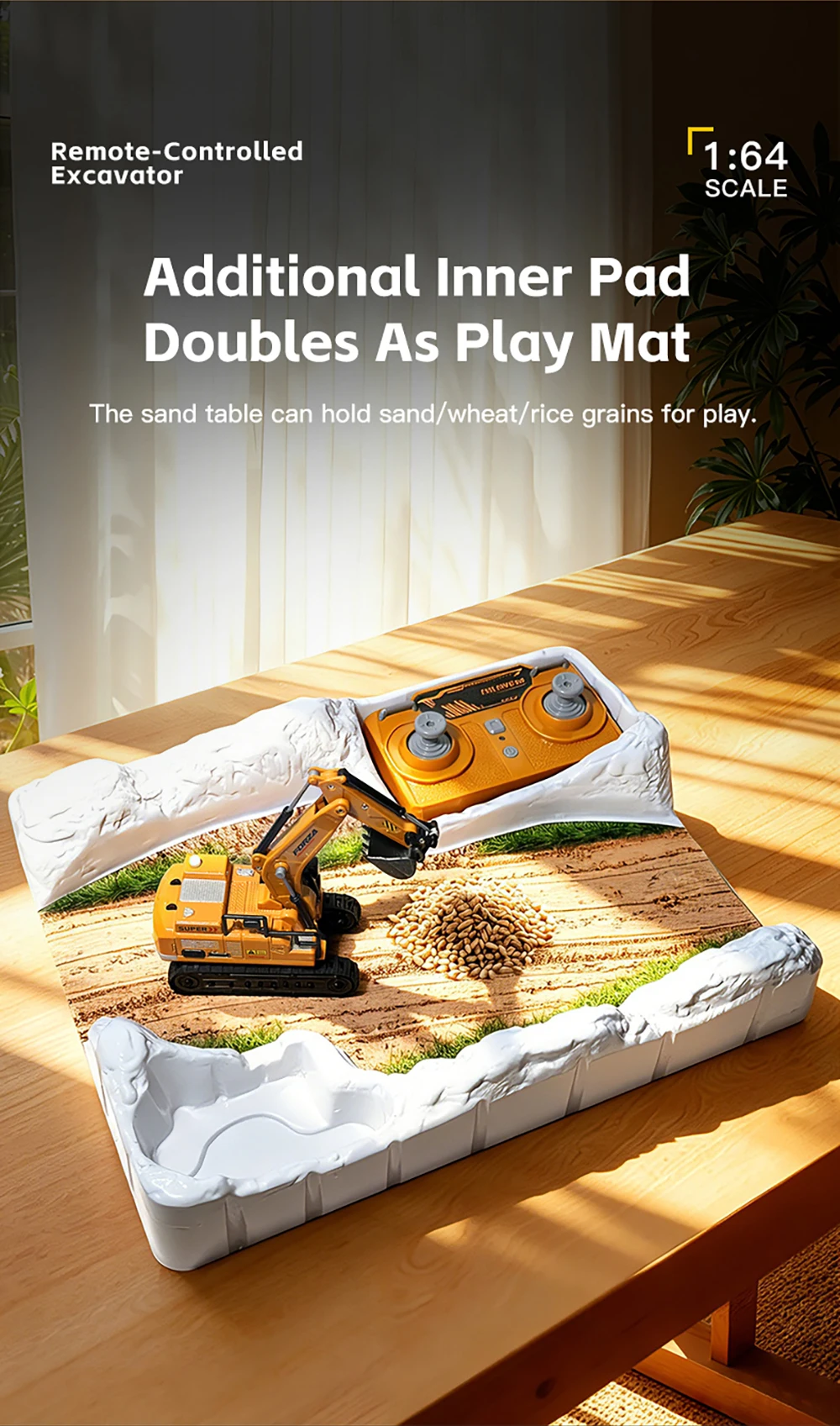 9IMOD 1/64 RC Excavator Alloy Remote Control Engineering Truck Full Proportional with Sound Light 340 Degree Rotation